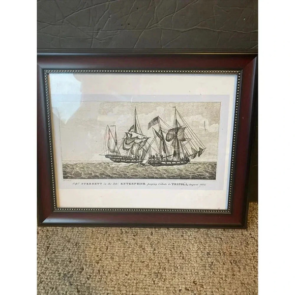 VTG Capt Sterrett Enterprise paying tribute Tripoli August 1801 Frame Art Print - Picture 8 of 8